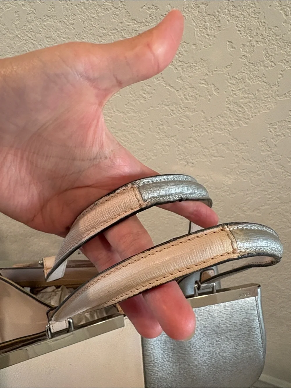 Fendi 3Jours Nude Silver Tote Leather Hand Bag